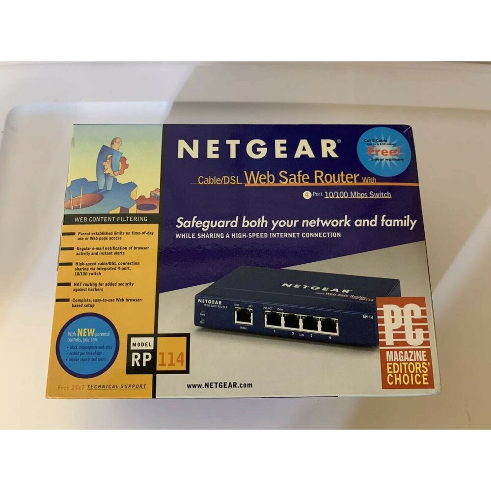 Netgear RP114 Web Safe Cable DSL Router 100 Mbps 4-Port 10/100 Switch Open Box - Picture 3 of 11